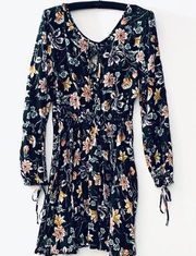 Band of Gypsies MINI DRESS Floral Dress Long sleeve Black M