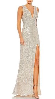 Mac Duggal Ieena 26598 Sparkle Sequin V-Neck Wrap Waist Dress