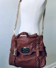 Badgley Mischka Burgundy Leather Shoulder Bag Tote Side Pockets Hang Tag XC