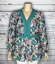 Matilda Jane Sz XXL Floral - Eyelet & Crochet Lace Kookaburra Peasant Blouse Top