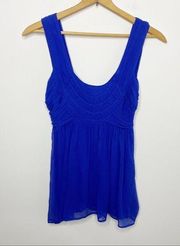 Magaschoni blue silk sleeveless blouse