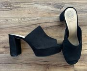 Black Suede Open-toed Mules