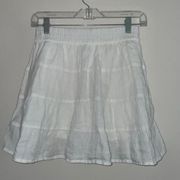 House of Harlow 1960 100% Linen White Tiered Skort Skirt-Short Piece