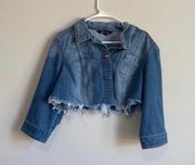 Cropped Distressed Denim Jacket