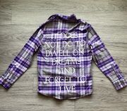 NWT Harry Potter Purple Gray & White Long Sleeve Button Up Size S