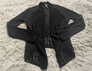 Lauren Ralph Lauren Cardigan Sweater Womens Small Black Linen Mesh Open Front