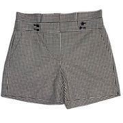 WHBM gingham paper bag shorts, black, white