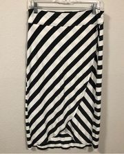 Athleta Black White Striped Midi Skirt