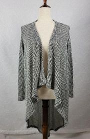 Acemi Womens Cardigan Size S Gray Chevron Knit High Low Lightweight Long Sleeve