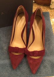 Burgundy Suede Pointed-toe Pumps