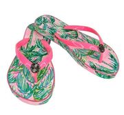 Lilly Pulitzer Pool Flip Flops Pink Blossom Hawaiian Thong Sandals 5/6