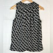 Catherine Malandrino Black and White Flamingo Print Top Sleeveless Mock Neck Sm