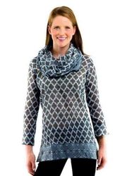 Gretchen Scott Designs-Medium Funnel Tunic in Moorish Charcoal/Blue