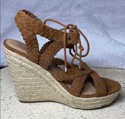 Mossimo Caramel Brown Braided Tie Up Wedge size 10