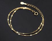 18K Gold Plated Simple Adjustable Double Layer Bracelet for Women