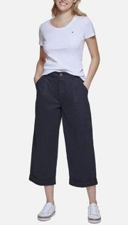 Tommy Hilfiger Wide-Leg Chino Pants Size 10 Blue MSRP $69.50