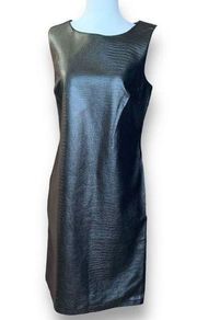 Shelby & Palmer Dress Black Sleeveless Scoopneck 
Faux Leather Snakeskin Mini