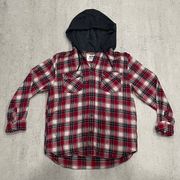 Hooded Button-Front Flannel