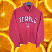 Jansport Temple University Red Hooded Sweatshirt Cotton Blend Size Small