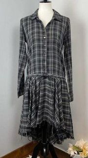 Uncle Frank Plaid Dark Academia High Low Long Sleeve Dress Small