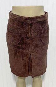Lilly Pulitzer Vintage 90s Leather Suede A-Line Pleat Skirt Knee Length Brown 2