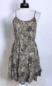 🎉  Animal Print Glory Singlet Tiered Dress in Travertine NEW Size M