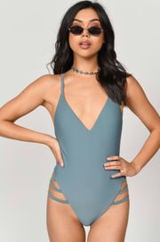 My Beloved Blue Strappy High Cut Monokini One-Piece Swimsuit