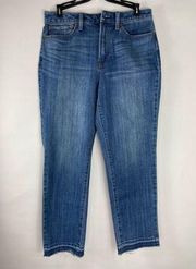 Talbots Flawless High-Waist Straight Ankle Jeans Size 6 Raw Hem