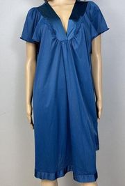 Vanity Fair Nightgown Size XL Nylon Dark Teal Flutter Cap Sleeves 930287 Nighty