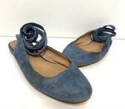 Madewell April Ankle Wrap Blue Suede Ballet Flats