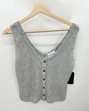 Melrose & Market Top Women NWT SMALL Grey V-Neck Button Front Sleeveless Tank