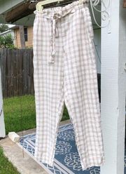 BeachLunchLounge beige checked Linen Pants M