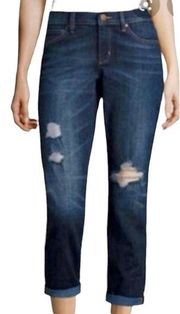 Skinny boyfriend ankle crop jeans, A.NA. women's 8 blue distressed ripped denim