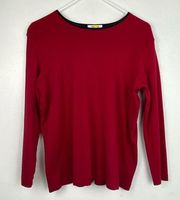 Talbots Cotton Shirt Womens Size X Red Long Sleeve Round Neck