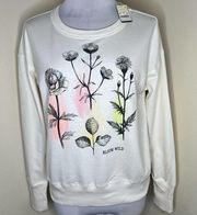 NWT  Graphic Sweatshirt MEDIUM Floral Bloom Wild Crewneck Pullover Boho