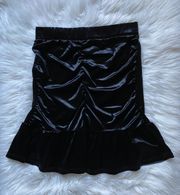 Ruffle Velvet Mini Skirt