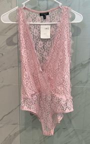 Topshop Pink Lace Bodysuit