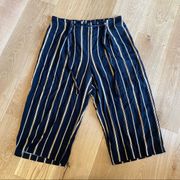 Xhilaration Navy Blue and Cream Striped Long Bermuda Shorts size L