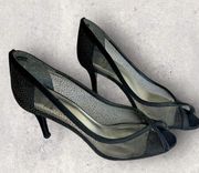 Stuart Weitzman Heels Black Sheer Glitter Size 8 Slip On Pumps