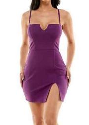 NWT Socialite Purple Bodycon Slit Mini Dress