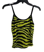 DAYDREAMER Zebra Shrunken Green Ribbed Spaghetti Crop Tank XL New