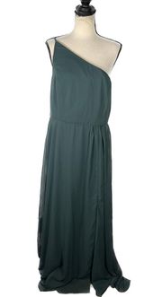 After Six One-Shoulder Chiffon Gown Green Women's Plus Size 16R NWT