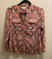 Charter Club button down utility blouse medium petite.