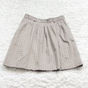 The Limited A line pleated mini pencil skirt polka dot gray white size 2 pockets