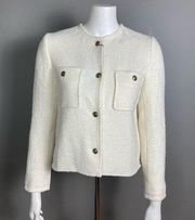 NWT Massimo Dutti boucle jacket extra small white cream textured brass classic