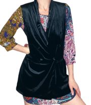 Women’s Black Velvet Long Retro Vest