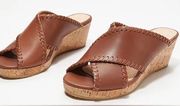 Brand New Jack Rogers “Sloan” Wedge Sandal Size 6 Woman’s Brown Leather Wedge