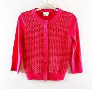 Kate Spade Lace Trim Button Up Cardigan Sweater Pink XS