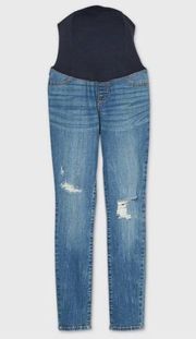 Crossover Panel Denim Distressed Skinny Jeans Size 4