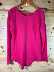 Southern Tide Women's Medium Dark Pink Long Sleeve Scoop Neck 100% Cotton T-Shir